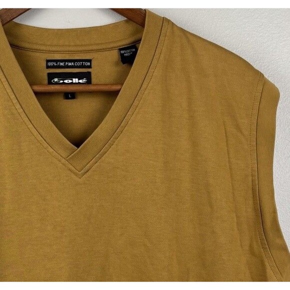 Bolle Golf Men's Fine Pima Cotton Sweater Vest Large Office Minimalist Mustard - Picture 1 of 8
